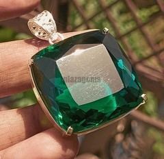 120 Ct Natural Vivid Green Colombian Emerald Cushion Certified Pendant