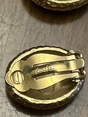 Vintage Carolee Earrings Studs Gold Tone Textured Oval Clip-Ons Signed!