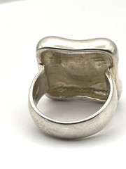 Vintage Sterling 925 Modernist Square Chunky Concave Ring Size 7