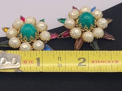 Vintage Judy Lee Clip on Earrings Beautiful Multi Colored Beads