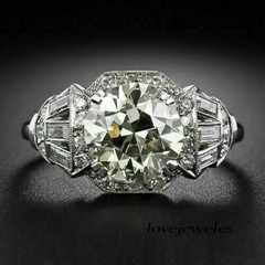Art Deco Vintage 3.51CT Round Lab-Created Diamond Antique Ring 14K White Gold FN