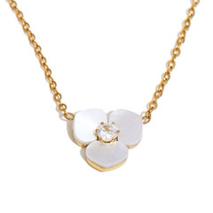Shell Flower Jewelry Set Waterproof Gold Tone Stainless Steel Vintage