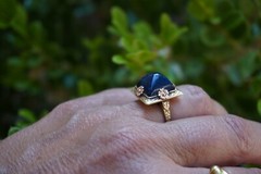 Art Deco 14K Rose and Yellow Gold Lapis Ring
