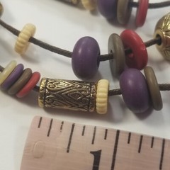 VINTAGE CASUAL CORNER SIGNED MULTI STRAND GOLD TONE BEADED NECKLACE BOHO