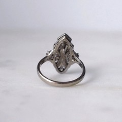 Art Deco Vintage Style Lab Created Diamond Engagement Ring 14K White Gold Finish