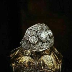14k White gold Over 2 Ct Round Simulated Diamond Vintage Art Deco Wedding Ring