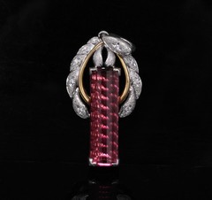 7.70ct Rubellite Tourmaline 0.06ct Diamond Platinum & 18K Yellow Gold Pendant