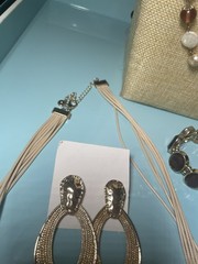 Vintage Gold Tone Fashion Jewelry Lot Necklace Bracelet Hoop Earrings Pendant