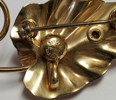 Barclay Brooch Pin Pendant 12kt 1/20 Gold Filled Faux Turquoise Enamel Leaf