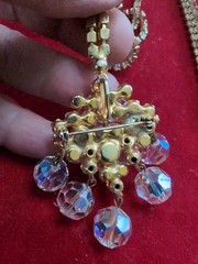 Vintage D&E JULIANA ab rhinestone Crystal cluster 26″ NECKLACE 2″Brooch/Pendant