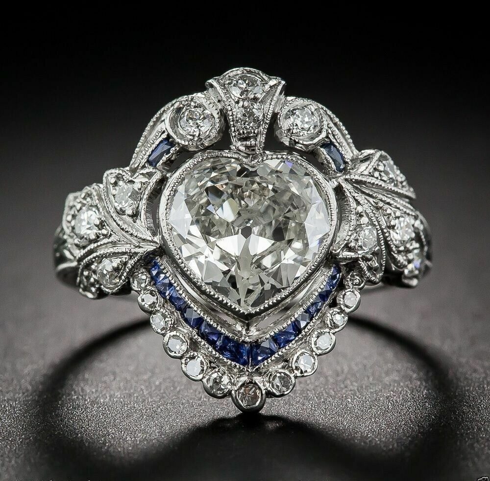 White Diamond 3.10 Ct Art Deco Vintage Wedding Ring 925 Sterling Silver