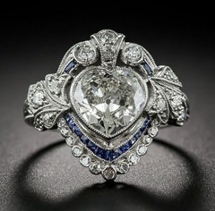 White Diamond 3.10 Ct Art Deco Vintage Wedding Ring 925 Sterling Silver