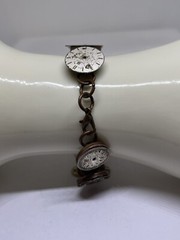 bracelet antique handmade 7″ long watch faces copper hardware ooak