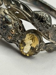 Vintage 925 Sterling Serpent Dragon Screw Hinged Bangle Bracelet 36 grams Nepal
