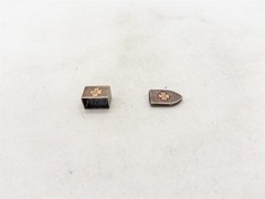 Antique 1940s Sterling Silver 14k Yellow Gold 10mm WATCH SLIDES