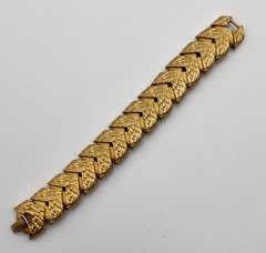 Vtg Brutalist Style Bracelet Matte Gold Tone Metal Links 6.75 in long 1960s-70s