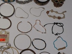 Alex And Ani 24K Electro Plated Lot Of 119 Silver Tone Rinstones Beaded Bangle