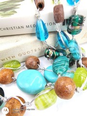 Vintage Multi Strand Glass Wood Beaded Necklace – Boho Statement Jewelry