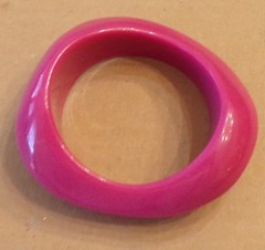 LARGE Vintage Lucite Acrylic Plastic Pink Bangle Bracelet Asymmetrical HEAVY