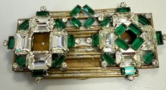 Vintage Art Deco Czech Emerald Cut Rhinestone Factory Prototype Brass 1930s