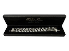 Royale Gems Bracelet “Man Made Diamonds” Wide Rhinestone Statement Jewelry 7”