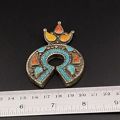Horseshoe Design Old Ethnic Unique Tibetan Multi Colour Outstanding Nice Pendant