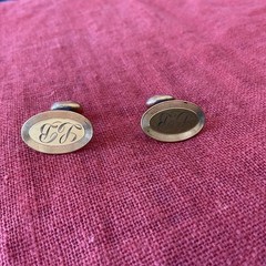 Vintage Edwardian Era Initals LB Monogram Cufflinks Bean Back