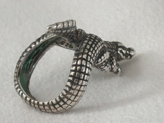 VINTAGE .925 STERLING SILVER FIGURAL ALLIGATOR RING…14g…SIGNED