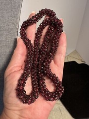 Vintage Almandine Garnet Gemstone Beads Natural Rope Necklace 24″