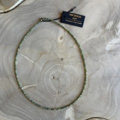 Jade & 14k Gold Beaded Necklace 16” 2mm Beads