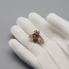 Vtg BB Bee Brooch Gold Tone Scatter Pin Bug Insect Watercolor Enamel Style Read