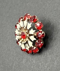 Vintage Red Rhinestone Flower Brooch J42