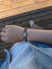 VTG WWII 1940s LaMode Sweetheart Heart Expansion Bracelet Precious Metal Petina