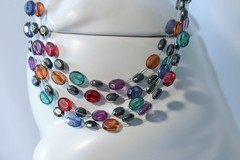 Vintage 90’s Beaded adjustable necklace-Jewel tone beads:green, blue, red, amber