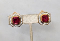 Vintage 1980s Signed Lanvin Rhinestone Runway Couture Statement Clip Earrings