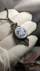 Vintage Soviet Necklace, Floral Rostov Finift Pendant, USSR Jewelry