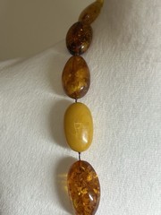 Vintage Baltic Amber Necklace 26” 127g Huge 45mm Beads Butterscotch Cognac