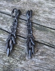 Antique Victorian Black Glass Mourning Jewelry Earrings Dangle Clip On 1920s