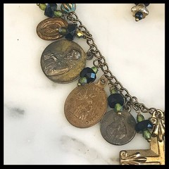 Vintage Religious Medallion & Cross Charm Necklace