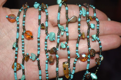 Vintage? Genuine Turquoise And Tiger Eye Nuggets Beads Necklace 19.5″L
