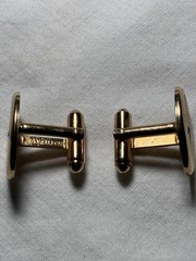 Vintage 1971 Avon Gold Tone Starburst Cufflinks Tie Bar Clip Set Blue Rhinestone