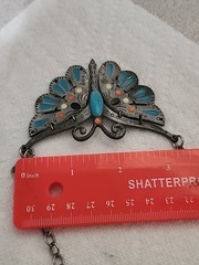 Vtg Signed Celebrity Silvertone & Enamel Large Butterfly Necklace