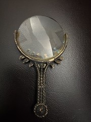 Vintage 19th Century Ornate Rhinestone Gold Tone Loupe Magnifying Glass