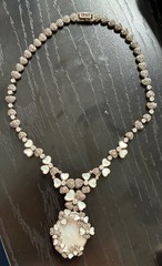 ELEGANT, UNIQUE GSJ Sterling Silver Mother Of Pearl, Marcasite Necklace 63GR