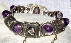 Antique Arts & Crafts 1908-1910 THEODOR FAHRNER Amethyst 935 Sterling Bracelet