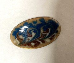 6 pcs. Wholesale Lot-Enamel on Copper Med OVAL PIN-ARTISAN Made-Inga Enamels (B)