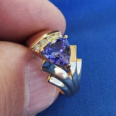 Original EARTH MINED TANZANITE DIAMOND Engagement Ring 14K GOLD Design Solitaire