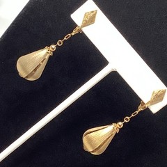 Teardrop Bolero Style Earrings VTG Clip On Dangle Drop 2.25″