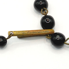 Black Glass Bead Necklace Double Strand West Germany Vintage 1950 1960s 16 Inch