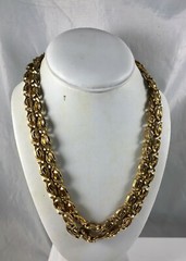 Vintage Gold Toned Reversible Two Sided Unusual Snake Links Long Chain Necklace